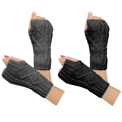 Justay Women Winter Warm Knit Fingerless Gloves...