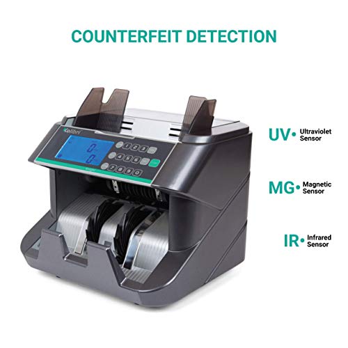 Kolibri Knight Business-Grade Money Bill Counting Machine with Ultraviolet, Magnetic and Infrared Counterfeit Detection, Top Loading Cash Counter with Large LCD Screen, 1-Year Warranty