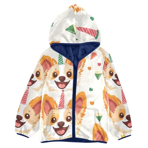 Dog Birthday Party Girls Fleece Jacket Girls Fall Jacket Girls Zip Up Hoodie Girls Sherpa Jacket 2-10T