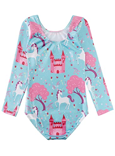 HOZIY Long Sleeve Leotards for Girls Gymnastics Kids Toddler Tumbling Outfits Floral Unicorn Galaxy Rainbow Stripe Pattern