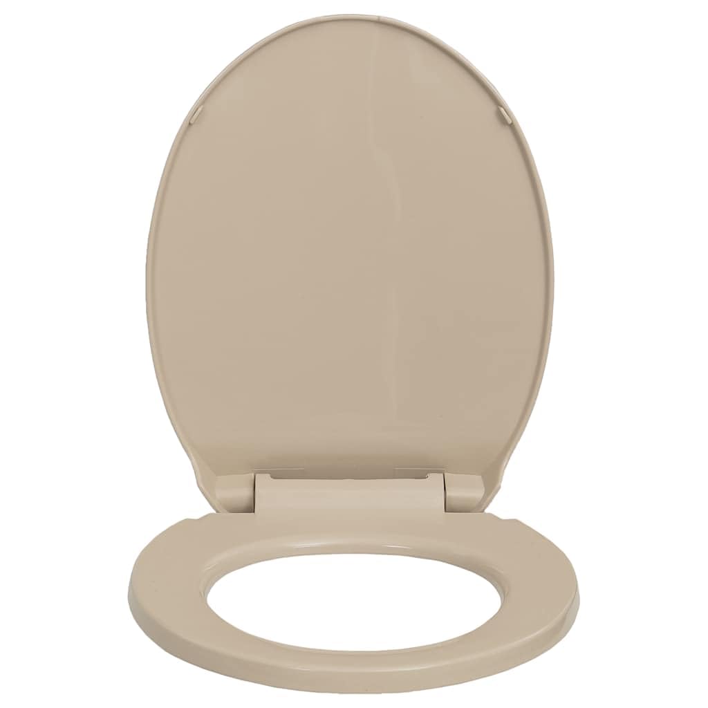 Sedile WC beige ovale con chiusura rallentata e sgancio rapido in polipropilene per WC