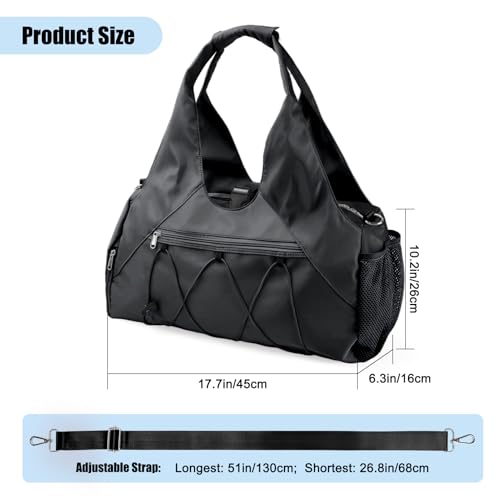 Forestfish Gym Bag For Women With Yoga Mat Holder & Shoe Compartment & Wet Dry Storage Pocket & Adjustable Strap