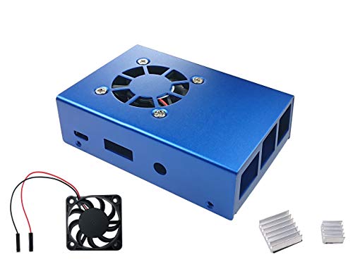 Micro Connectors Aluminum Raspberry Pi 3 Model B B+ Case with Fan and Heatsinks - Blue (RAS-PCS04-BL)