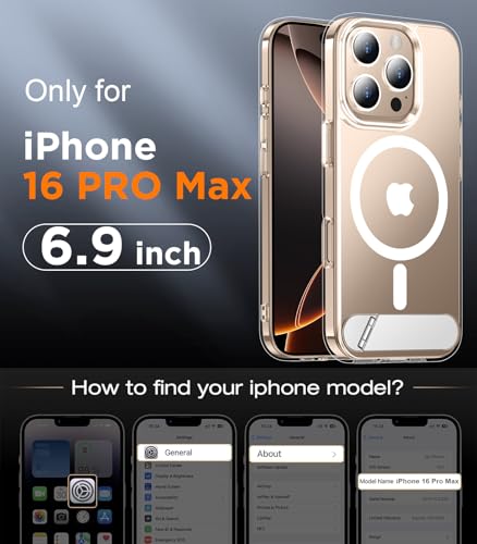 Image of Magnetic Compatible with iPhone 16 Pro Max Case, [Built-in Invisible Kickstand][Compatible with MagSafe] [Military Grade Shockproof] Slim Thin Phone Case for iPhone 16 Pro Max 6.9 inch