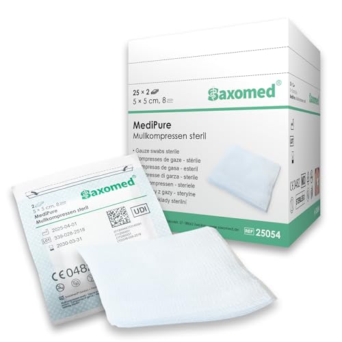 Saxomed Sterile Kompressen 5x5 cm - Wundkompressen 50 Stück (25x2)