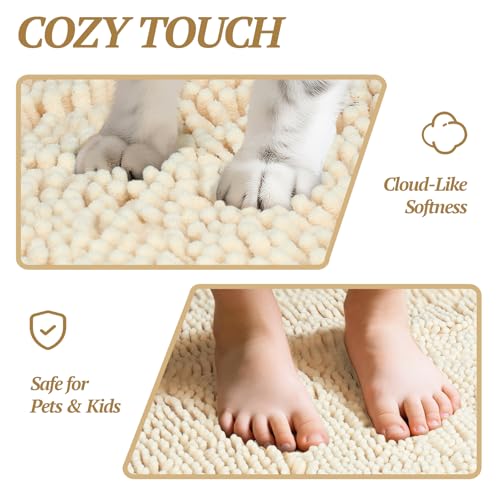 Image of Vivaglory 35 inchx 25 inch Large Litter Mat for Litter Trapping, Waterproof Microfiber Cat Litter Catcher Rug, Super Soft for Cat's Paws, Easy to Clean, Beige