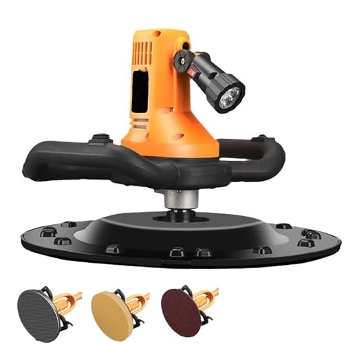 Corded Angle Grinder - 2880W Concrete Smoothing Machine with LED Light, Handheld Drywall Sander, 4m Cable, 6 Variable Speeds for Wall Mortar Surface