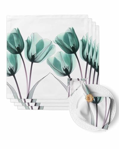 Servilletas de Tela Pack de 4, Blanco, Poliéster, Cuadradas miniatura 1