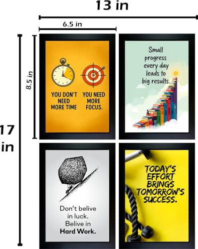 Image of CrowdHall Motivation Photo Frame | Motivation Frame | Motivational Quotes Wall Art for Living Room, Home Decor, Bedroom, Office. (Size 13 X 17 inch, 4 Frame Combo) (6.5 x 8.5 Each Frame Size)