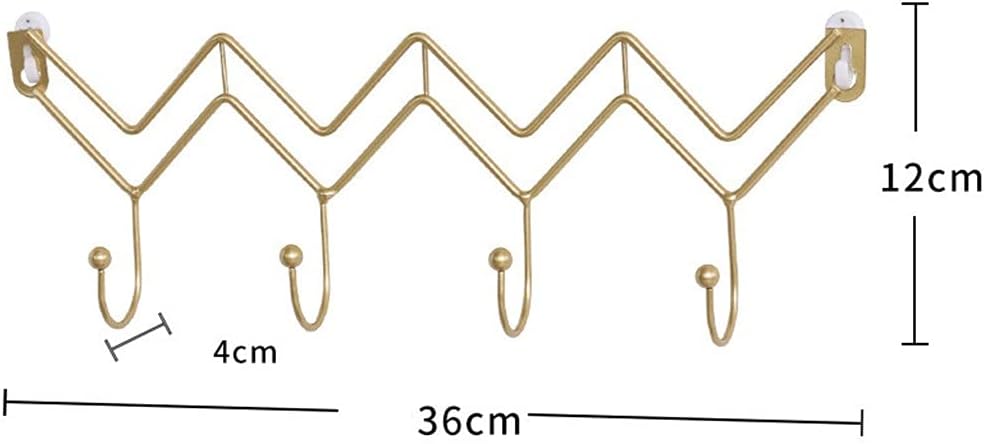 金属製の壁のコートフック壁に取り付けられた収納ラックリビングルームの寝室のための多機能キーフックハンガー(Gold)