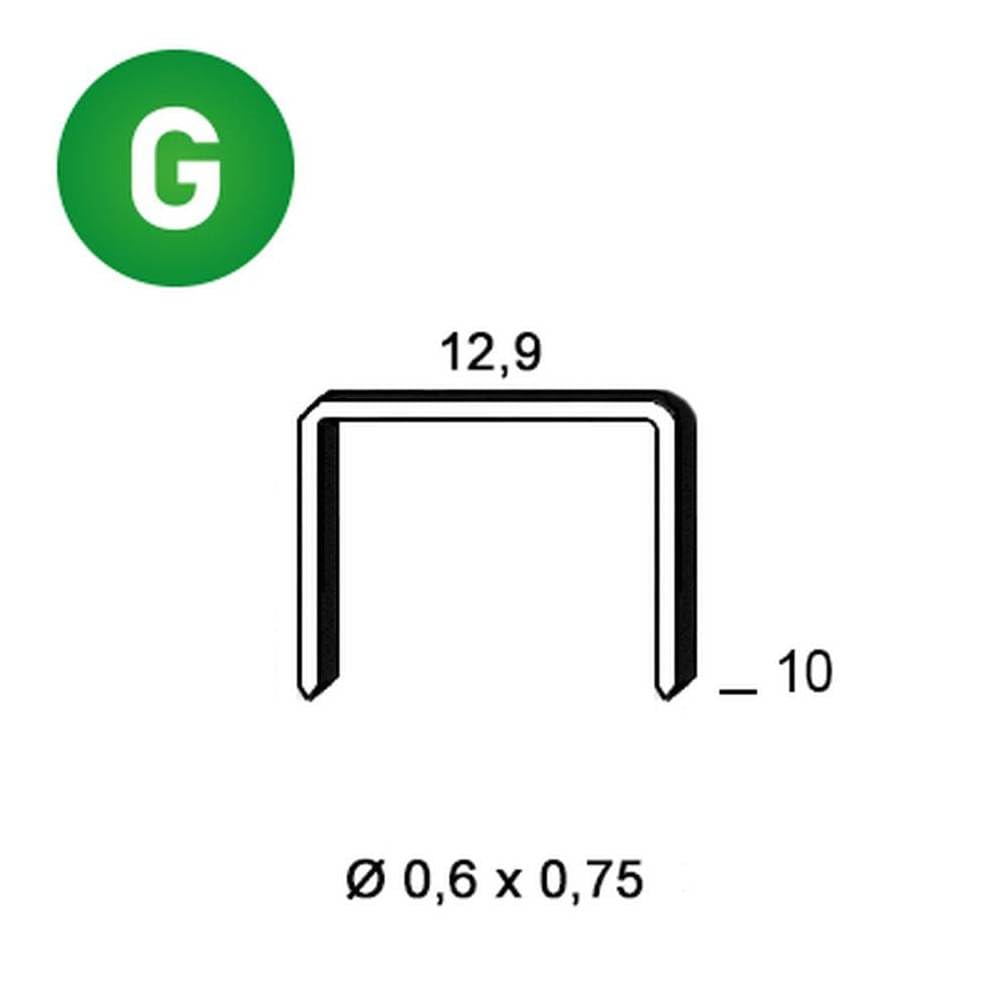 9000 punti metallici Pm-10 zincati, 12,9 x 10 x 0,6 x 0,75 mm, D-Work