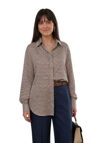 Image of OOMPH! Women's Printed Shirt | Full Sleeves | Collared Neck | Curved Hem | Casual Shirt for Women