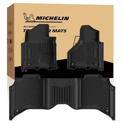 Image of Michelin Vehicle Mats for 2019-2026 Ram 2500 /3500 Crew Cab Bucket Seat | Carpet Floor, All-Weather TPE Custom Fit Liner, Premier