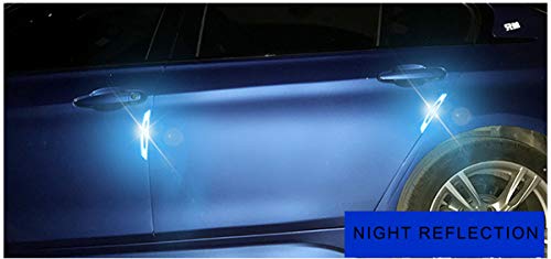 Image of ZYTC 4pcs 3D Super Blue Reflective Stickers Black Real Carbon Fiber Strips Car Side Door Edge Bumper Anti-Scratch Protection Guards Trim Stickers Universal