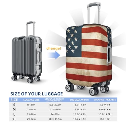 Travel Luggage Cover Suitcase Protector Elastic Washable Vintage American USA Flag Suitcase Cover Anti-scratch Spandex Baggage Covers Fits 18-32 Inch Luggage2