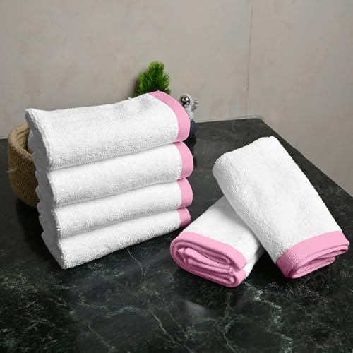 Image of Divine Casa 500 GSM Cotton Face Towel Set of 6 | 30 x 30 CM White Ultra Soft Luxury Cotton Face Towels | Highly Absorbent Quick Dry Washcloth Set