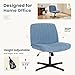 DUMOS Criss Cross Legged Office Chair, Armless Wide Seat No Wheels, Modern Home Desk Height Adjustable Swivel Fabric Vanity Seating for Bedroom