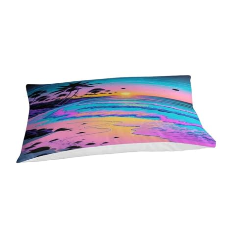 Housse de couette 3D cocotier 135x200cm en microfibre avec fermeture