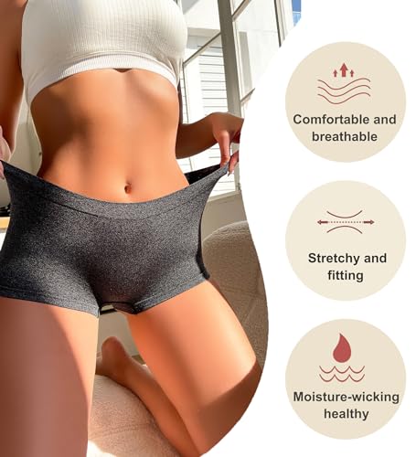 Womens Boyshorts Underwear Seamless Boxer Briefs Full Coverage Soft Stretch Boxer Shorts For Women 4 Pack3