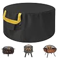 Fire Pit Cover Round - Waterproof 600D Heavy Duty Round Patio Fire Bowl Cover Black - 32 inch