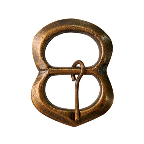 GDFB Get Dressed For Battle Cinturón Medieval con Hebilla Doble Ovalada con Grabado, Fabricado en latón, recreación, Larp para Unisex Adulto Bronce 1,91cm Cover