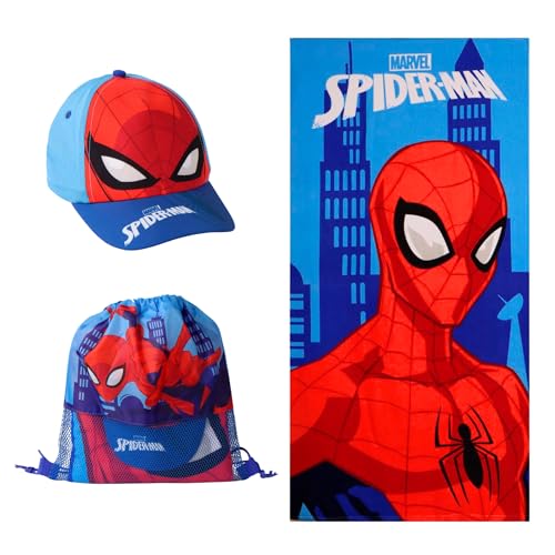 Cadeau d'été Spider-Man : ensemble serviette et casquette pour enfant