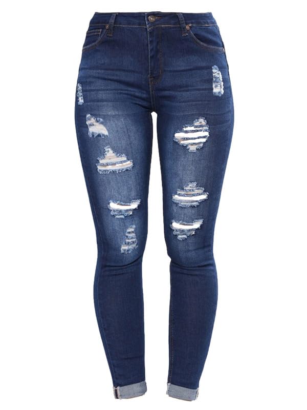 Andongnywell Cute Ripped Jeans for Women Distressed Skinny Slim fit Jeans Juniors and Plus Sizes