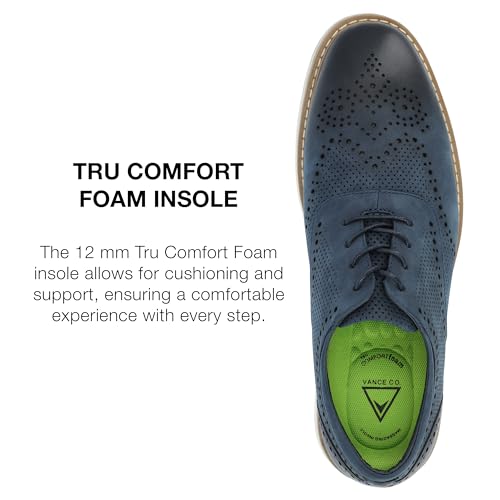 Image of Vance Mens Patrick Lace-up Hybrid Perforated Oxford Medallion Toe Tru Comfort Foam Casual Dress Shoe