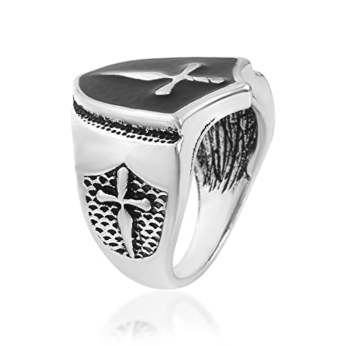 Image of Memoir Oxidised Brass Sword on Shield design Fashion Fingerring Men (ORRI5438)