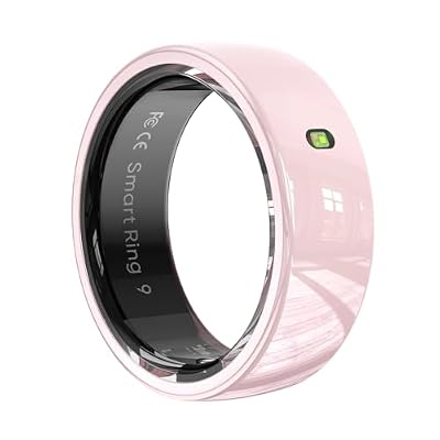 SM SEVENMORE Pink Ceramic Smart Ring for Women, Health Fitness Tracker with Sleep Heart Rate Monitor, Gesture Touch Control, Women’s Health Tracking, Waterproof Long Battery (Size #10)
