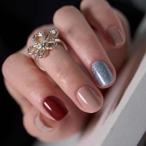 Image of CurvLife Extra Short Square Press On Nails, Taupe, Taupe Whisper, Soft Gel