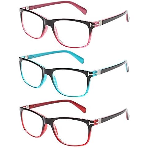 Kerecsen 3 Pack Fashion Reading Glasses for Men and Women Quality Spring Hinges Colorful Readers (4.0, 3 Pack Mix Color) Cover