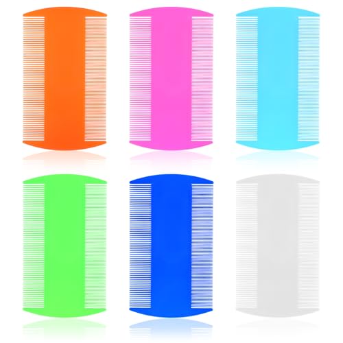 Ymapinc 6 Stück Doppelseitig Nissenkamm,Plastik Läusekamm Flohkamm Hunde Flohkamm für Katzen Läusekamm Kinder Haustierkamm Feinzahniger...