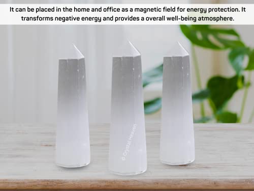 Image of Certified Selenite Crystal Tower Obelisk Point For Chakra