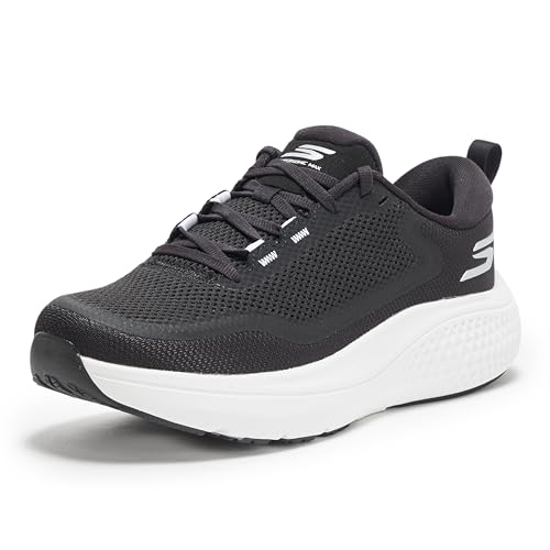 Skechers Women's Go Run Supersonic Max Sneaker, Black/White, 6 Wide