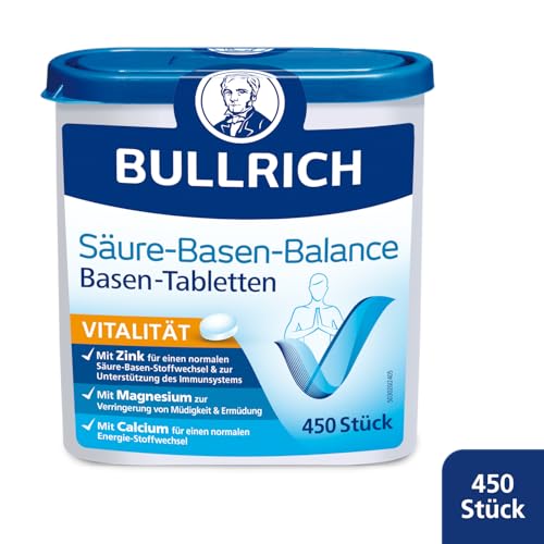 Bullrich Säure-Basen-Balance Basentabletten 450 Stück | Mit Zink für einen ausgeglichenen Säure-Basen-Haushalt | Vegan