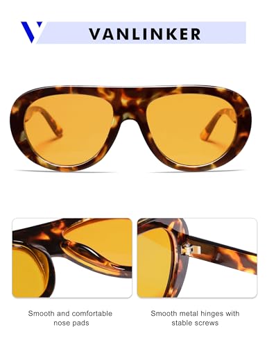 Image of VANLINKER Oversized Retro Aviator Sunglasses for Women Men Chic 70s Vintage Style Trendy 2026 Chunky Sun Glasses VL9865