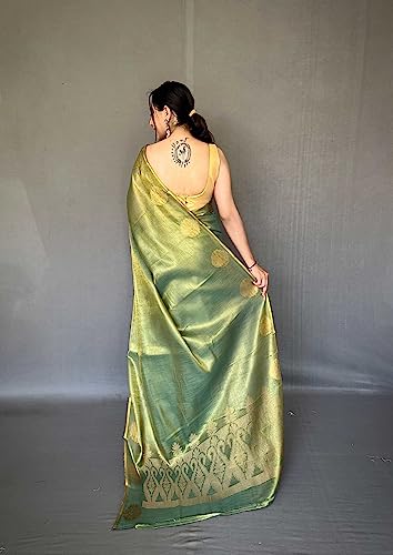 Image of Panzora Women's Tissue Silk Jacquard Weaving Saree With Unstitched Blouse Piece