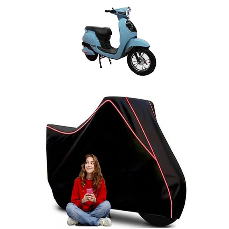 Image of AE-8 Scooty Bike Cover Water Resistant Outdoor Use Universal Fit Scooters Motorcycles Heavy Duty UV Protection Dust Rain Scratch Resistant Elastic Bottom Black Blue Piping