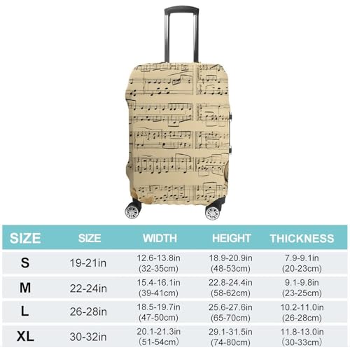 Music Notes Luggage Cover, Elastic Luggage Protector Fits 19-32in Suitcases, Washable & Anti-Scratch Suitcase Cover for Men Women L2