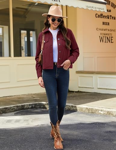 YUCOLEN Women's Corduroy Jacket Shacket - Trendy Cropped Button Down Coat Dressy Long Sleeve Shirts Casual Tops Outfits 20252