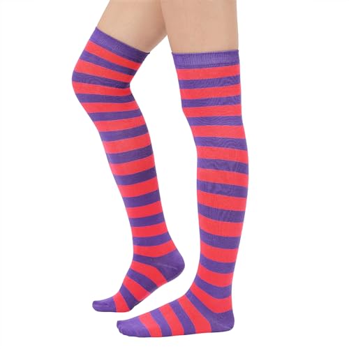 Image of Century Star Thigh High Socks Striped Extra Long Tube for Women Over the Knee Athletic Sports Socks Plus Size Stockings