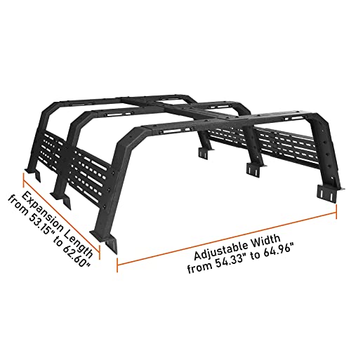 Image of Hooke Road 18.8 inch High Overland Bed Rack for Full-Size Trucks w /Bed Rails - Compatible with Toyota 07-23 Tundra & 05-25 Tacoma 6' Bed