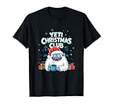 Célébrez les vacances avec ce t-shirt unique « Yeti Christmas Club » avec un yéti joyeux dans un chapeau de Père Noël, entouré d'arbres de Noël et de cadeaux. Parfait pour répandre la joie des fêtes
