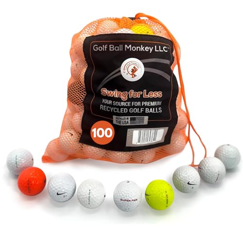 Golf Ball Monkey Cheap Recycled for Nike Golf Balls Bulk Mix 100 Pack- Good Condition Used for Nike Balls Mojo, RZN, Super Far Crush, PD Soft Golfballs, & PD Long