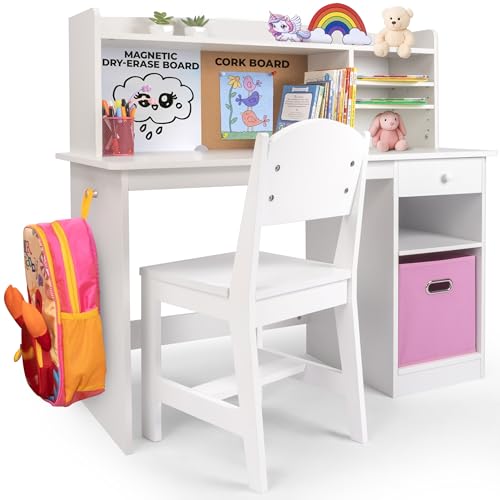 Kids Study Desk & Chair Set with Storage