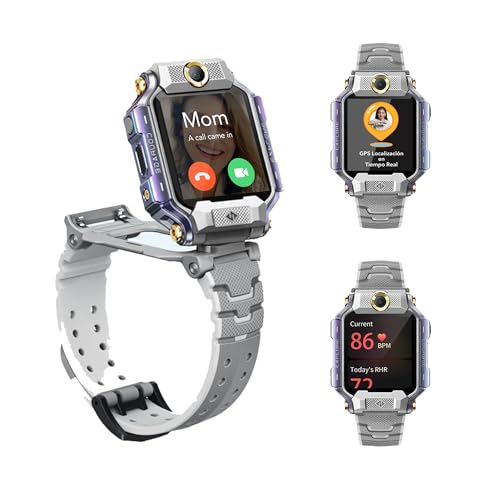 imoo Watch Phone X10 4G Kids Smart Watch with GPS Tracker & Dual Flip Cameras – IP68 Waterproof Smartwatch Phone for Kids Video Call,SOS, School Mode, and Mood Monitoring-Grey