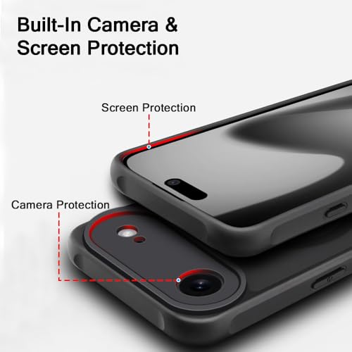 Image of TheGiftKart for iPhone 17 Air Case, Matte Frosted Hard Back Cover Compatible with MagSafe, Hybrid Shockproof iPhone 17 Air Cover with Camera & Screen Protection (PC & TPU, Translucent Black)