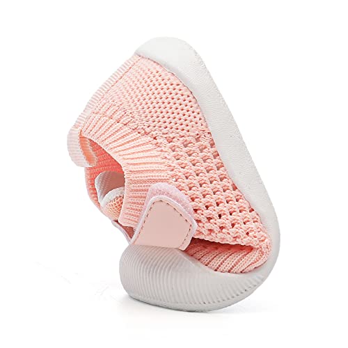 Woorooroo Baby Boys&Girls Shoes Baby Walking Shoes First Walking Shoes Infant Sneakers Crib Shoes For Baby Non-Slip Breathable Shoes 6 9 18 Months(21006-Pink-17) #TOP3