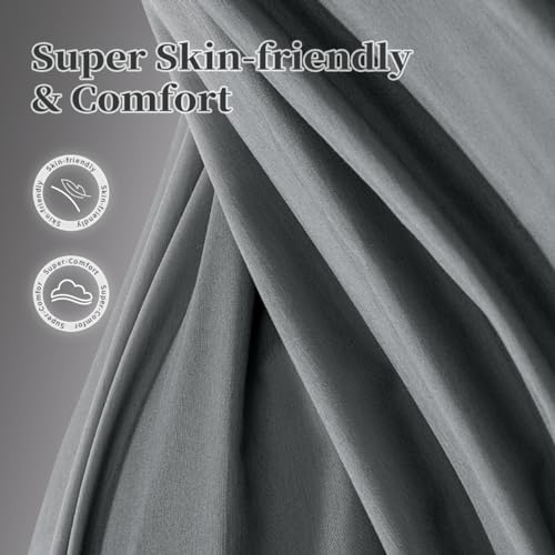 Breathable and Cooling Queen Size Sheet Set - Soft Microfiber Hotel Sheets - Deep Pockets - 4 Piece (Queen, Dark Grey)